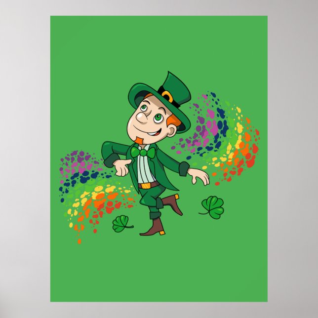Cute lycklig ler leprechaun, regnbåge poster (Framsidan)