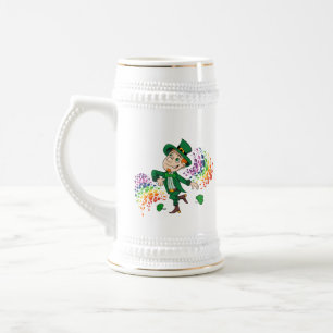 Cute lycklig ler leprechaun, regnbåge sejdel