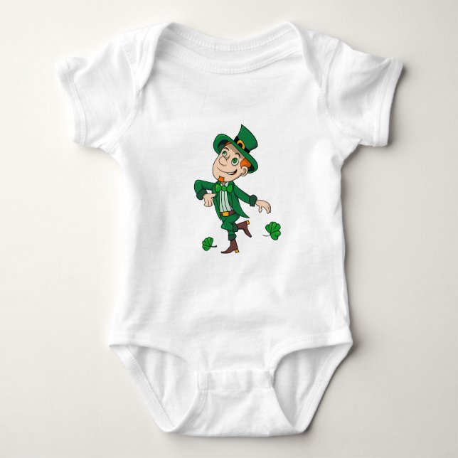 Cute lycklig ler leprechaun, regnbåge t shirt (Framsida)