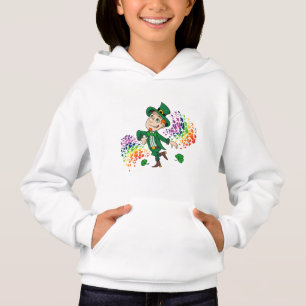 Cute lycklig ler leprechaun, regnbåge t shirt