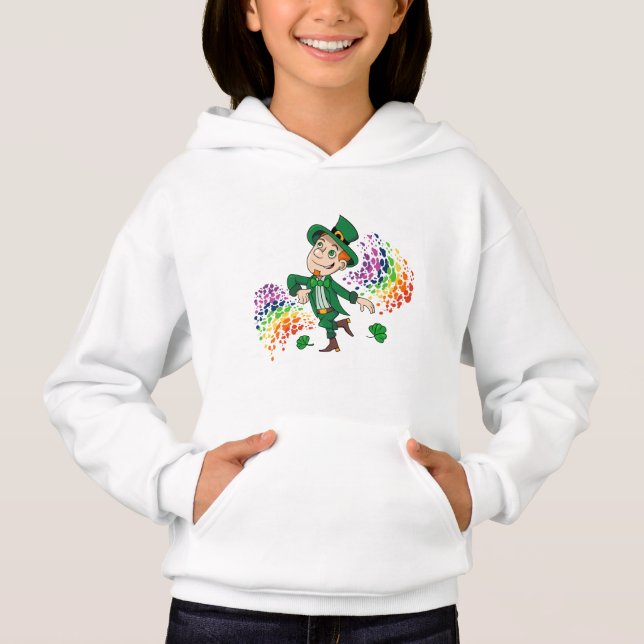 Cute lycklig ler leprechaun, regnbåge t shirt (Framsida)