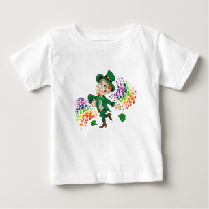 Cute lycklig ler leprechaun, regnbåge t shirt