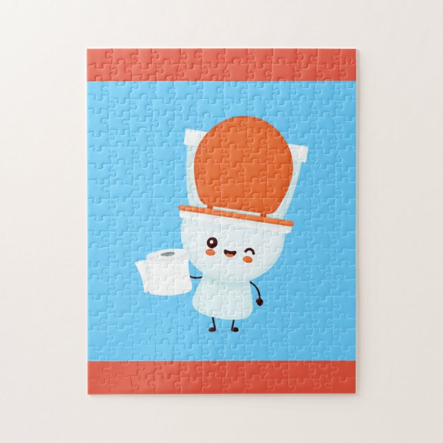 Cute lycklig ler och papper toalett pussel (Vertikal)