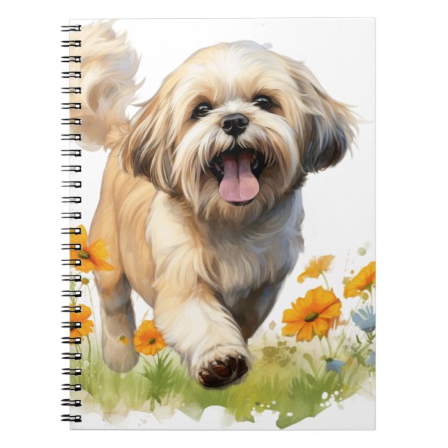 CUTE LYCKLIG LHASA APSO PUPPY HUND ANTECKNINGSBOK (Framsidan)