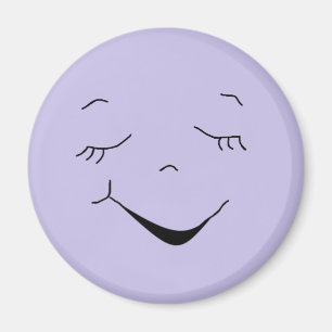 Cute Lycklig Lila Fånig Ansikte Magnet