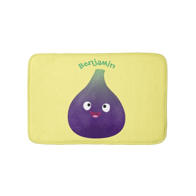 Cute lycklig lila fig tecknad badrumsmatta (Framsidan)