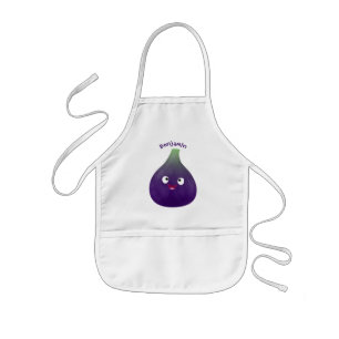 Cute lycklig lila fig tecknad barnförkläde