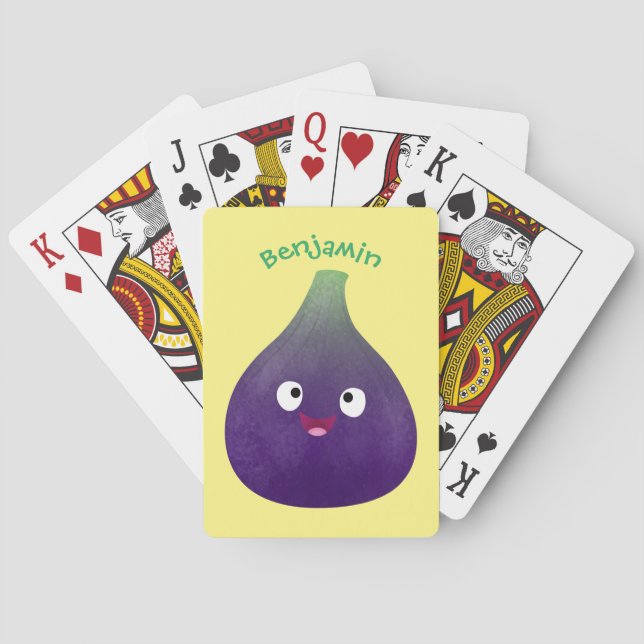 Cute lycklig lila fig tecknad casinokort (Baksidan)