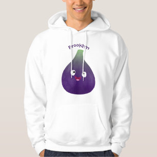 Cute lycklig lila fig tecknad hoodie