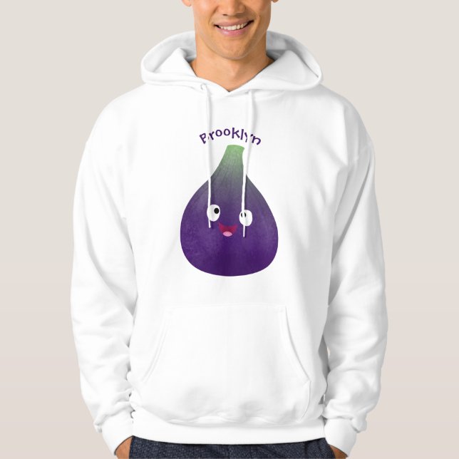 Cute lycklig lila fig tecknad hoodie (Framsida)