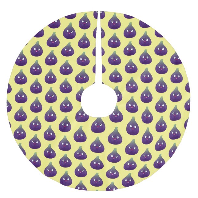 Cute lycklig lila fig tecknad julgransmatta borstad polyester (Framsidan)