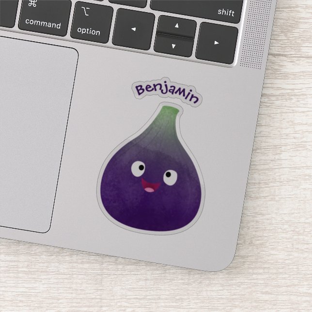 Cute lycklig lila fig tecknad klistermärken (Detalj)