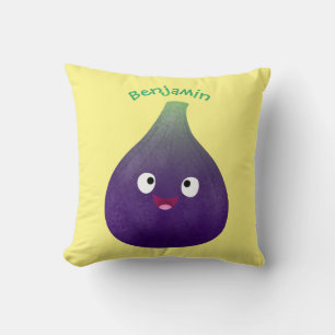 Cute lycklig lila fig tecknad kudde