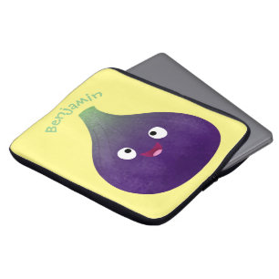 Cute lycklig lila fig tecknad laptop fodral