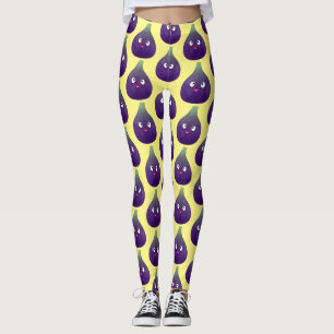 Cute lycklig lila fig tecknad leggings
