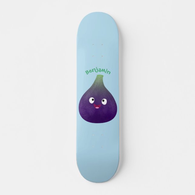 Cute lycklig lila fig tecknad mini skateboard bräda 18,5 cm (Framsida)