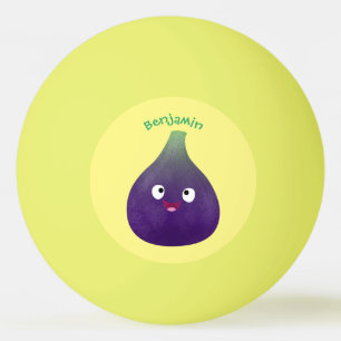 Cute lycklig lila fig tecknad pingisboll