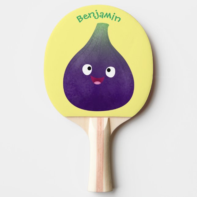 Cute lycklig lila fig tecknad pingisracket (Framsidan)