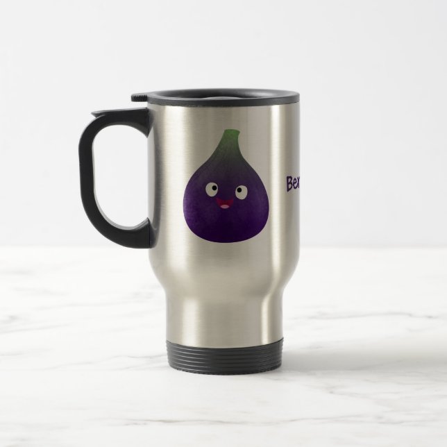 Cute lycklig lila fig tecknad resemugg (Vänster)