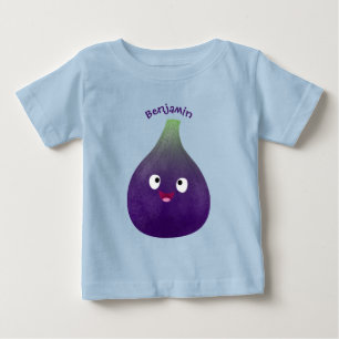 Cute lycklig lila fig tecknad t shirt