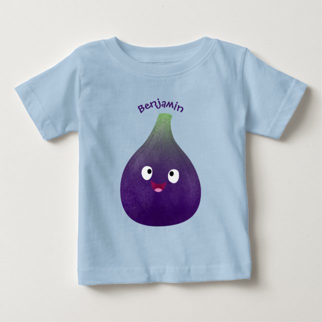 Cute lycklig lila fig tecknad t shirt (Framsida)