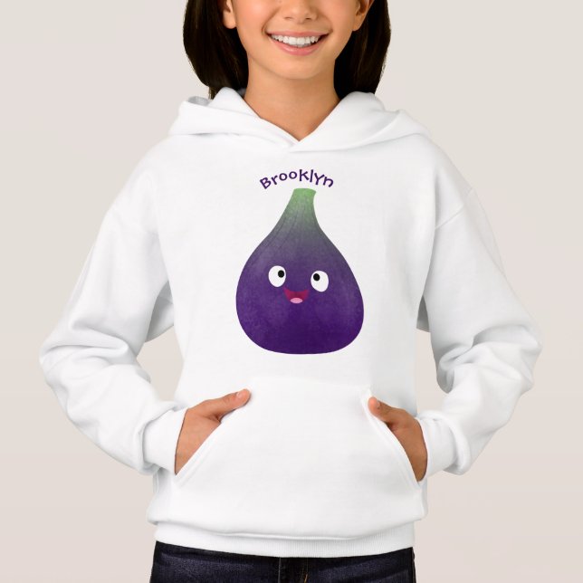 Cute lycklig lila fig tecknad t shirt (Framsida)