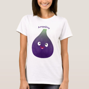 Cute lycklig lila fig tecknad t shirt