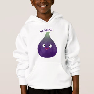 Cute lycklig lila fig tecknad t shirt