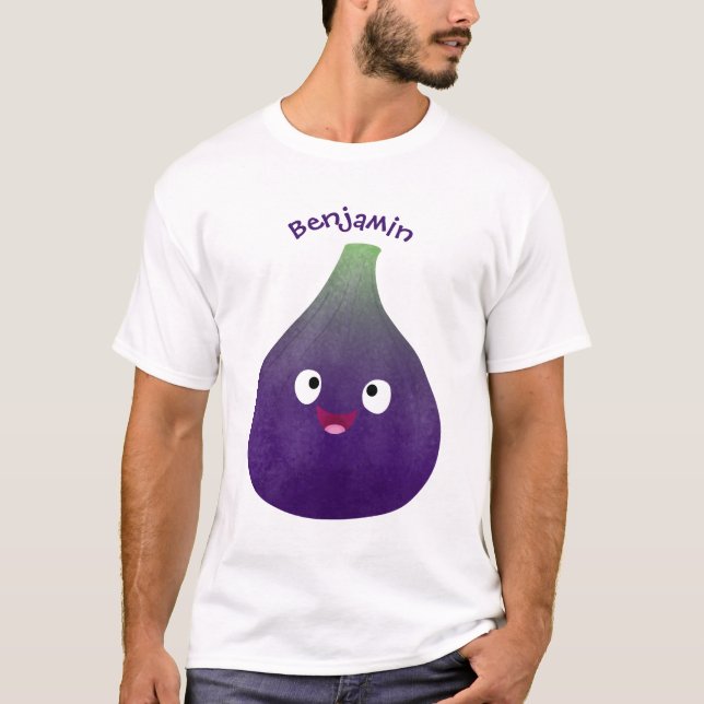Cute lycklig lila fig tecknad t shirt (Framsida)