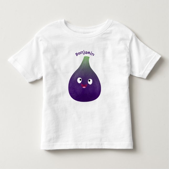 Cute lycklig lila fig tecknad t shirt (Framsida)