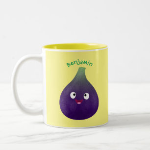 Cute lycklig lila fig tecknad Två-Tonad mugg