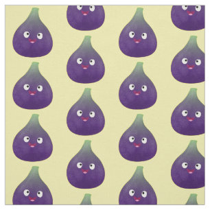 Cute lycklig lila fig tecknad tyg