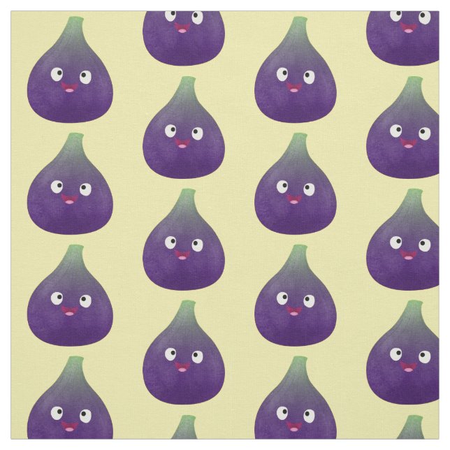 Cute lycklig lila fig tecknad tyg (Provkarta)
