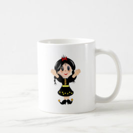Cute lycklig, lilla tecknad kaffemugg