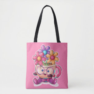 Cute Lycklig Little Tea Kopp Tygkasse