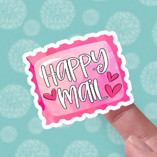Cute Lycklig Mail Rosa Postage Frimärke Business Klistermärken