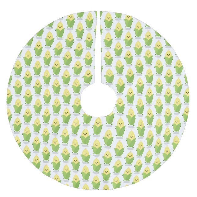 Cute lycklig maj tecknad illustration julgransmatta borstad polyester (Framsidan)