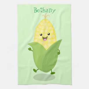Cute lycklig maj tecknad illustration kökshandduk