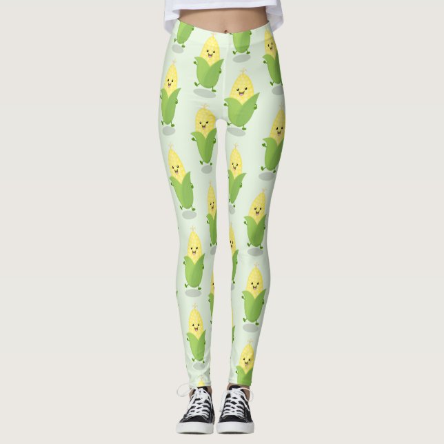 Cute lycklig maj tecknad illustration leggings (Framsida)