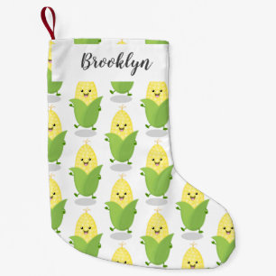 Cute lycklig maj tecknad illustration liten julstrumpa