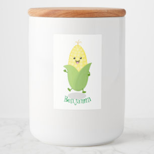 Cute lycklig maj tecknad illustration mat etikett