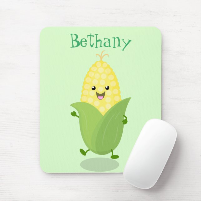 Cute lycklig maj tecknad illustration musmatta (Med mus)