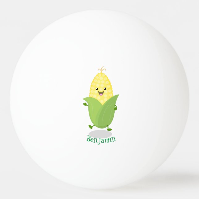 Cute lycklig maj tecknad illustration pingisboll (Framsidan)
