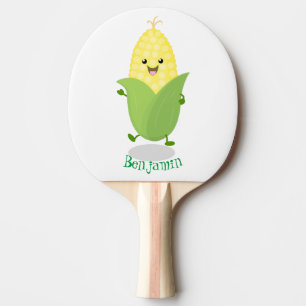 Cute lycklig maj tecknad illustration pingisracket