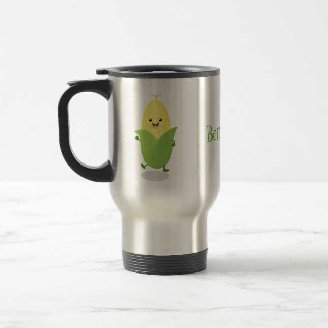 Cute lycklig maj tecknad illustration resemugg (Vänster)