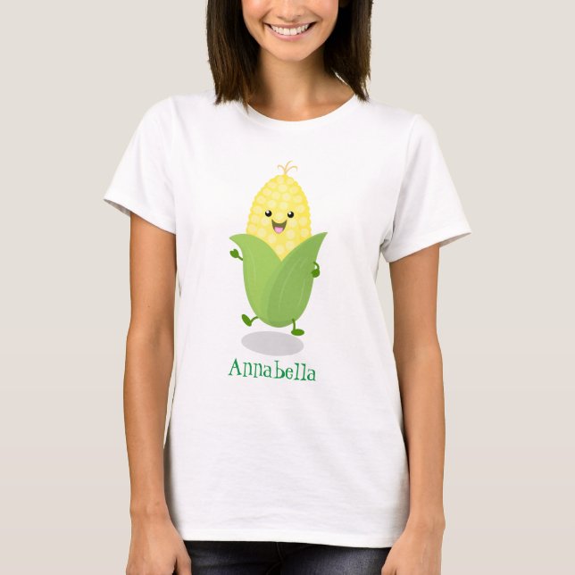 Cute lycklig maj tecknad illustration t shirt (Framsida)
