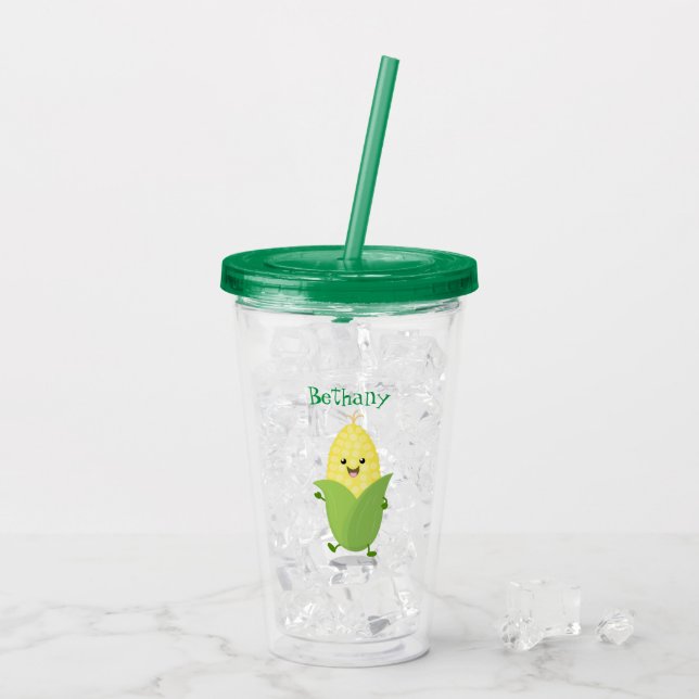 Cute lycklig maj tecknad illustration take away mugg (Baksida Ice)