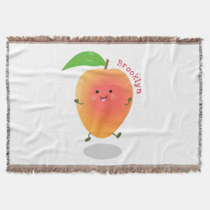 Cute lycklig mango tecknad illustration filt