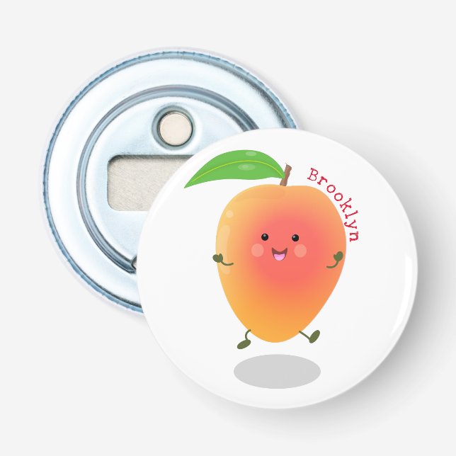 Cute lycklig mango tecknad illustration flasköppnare (Framsidan)