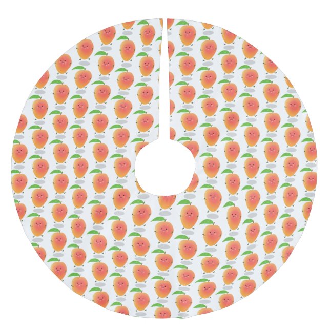 Cute lycklig mango tecknad illustration julgransmatta borstad polyester (Framsidan)